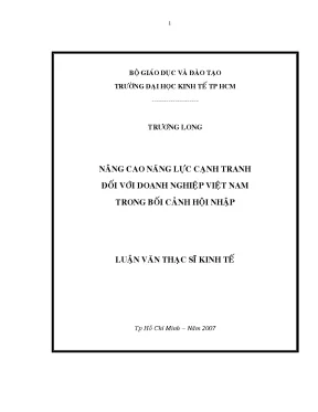 Luận văn nâng cao năng lực cạnh tranh đối với doanh nghiệp việt nam trong bối cảnh hội nhập