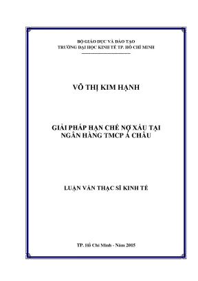Luận văn giải pháp hạn chế nợ xấu tại ngân hàng tmcp á châu