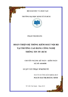 Luận văn hoàn thiện hệ thống kiểm soát nội bộ tại trường cao đẳng công nghệ thông tin tp hcm