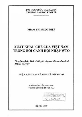 Luận văn thạc sĩ kinh tế đối ngoại xuất khẩu chè của việt nam trong bối cảnh hội nhập wto