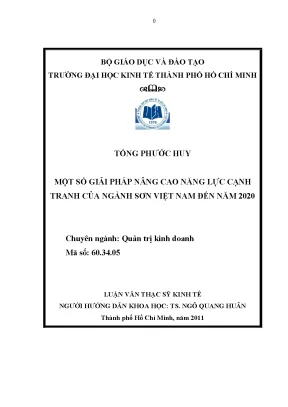 Luận văn một số giải pháp nâng cao năng lực cạnh tranh của ngành sơn việt nam đến năm 2020