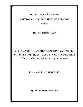 Luận văn mối quan hệ giữa ý kiến kiểm soát và tính bền vững của lợi nhuận bằng chứng thực nghiệm từ các công ty niêm yết tại việt nam