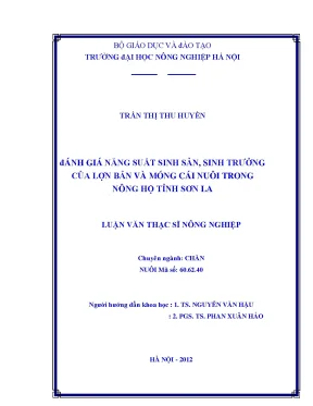 Đánh giá năng suất sinh sản sinh trưởng của lợn bản và móng cái nuôi trong nông hộ tỉnh sơn la