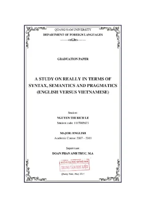 1537 a study on really in terms of syntax semantics and pragmatics english versus vietnamese nguyễn thị bích lệ luận văn đh quảng nam