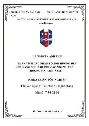 Phân tích các nhân tố tác động đến khả năng sinh lời của các ngân hàng thương mại việt nam