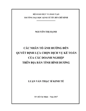 Luận văn các nhân tố ảnh hưởng đến quyết định lựa chọn dịch vụ kế toán của các doanh nghiệp trên địa bàn tỉnh bình dương
