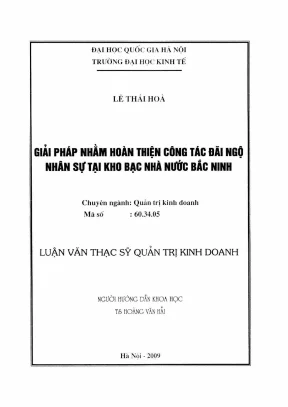 Luận văn thạc sĩ quản trị kinh doanh giải pháp nhằm hoàn thiện công tác đãi ngộ nhân sự tại kho bạc nhà nước bắc ninh