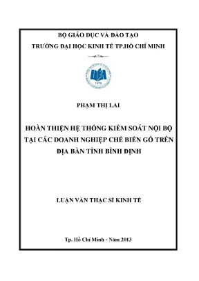 Luận văn hoàn thiện hệ thống kiểm soát nội bộ tại các doanh nghiệp chế biến gỗ trên địa bàn tỉnh bình định