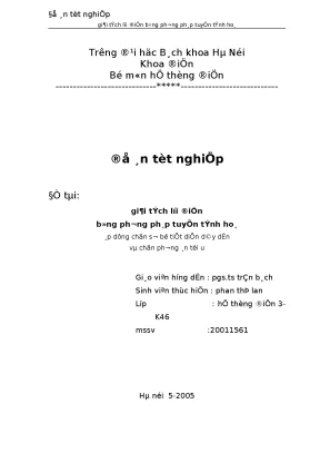 Giải tích lưới điện bằng phương pháp tuyến tính hoá