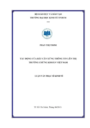Luận văn tác động của bất cân xứng thông tin lên thị trường chứng khoán việt nam