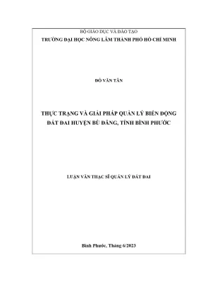 Luận văn thạc sĩ quản lý đất đai thực trạng và giải pháp quản lý biến động đất đai huyện bù đăng tỉnh bình phước