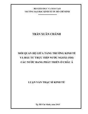 Luận văn mối quan hệ giữa tăng trưởng kinh tế và đầu tư trực tiếp nước ngoài fdi các nước đang phát triển ở châu á