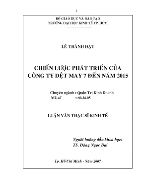 Luận văn chiến lược phát triển của công ty dệt may 7 đến năm 2015