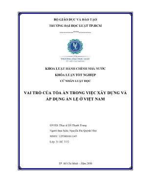 Vai trò của toàn án trong việc xây dựng và áp dụng án lệ ở việt nam