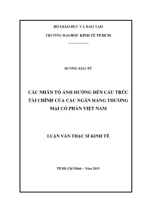 Luận văn các nhân tố ảnh hưởng đến cấu trúc tài chính của các ngân hàng thương mại cổ phần việt nam