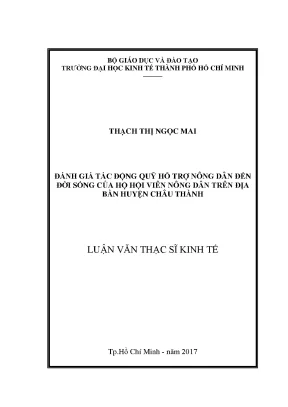 Luận văn đánh giá tác động quỹ hỗ trợ nông dân đến đời sống của hộ hội viên nông dân trên địa bàn huyện châu thành
