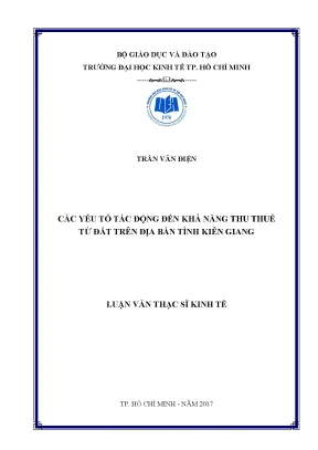 Luận văn các yếu tố tác động đến khả năng thu thuế từ đất trên địa bàn tỉnh kiên giang
