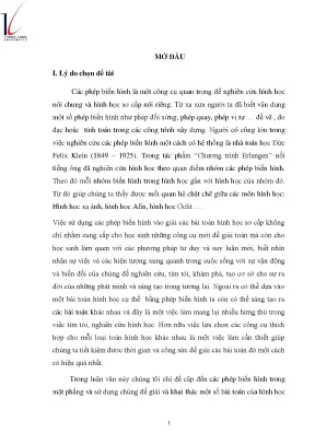 Sử dụng phép biến hình trong hình học để giải và khai thác một số bài toán của hình học sơ cấp luận văn thạc sĩ chuyên ngành phương pháp toán sơ cấp