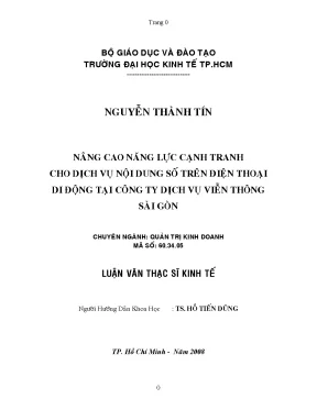 Luận văn nâng cao năng lực cạnh tranh cho dịch vụ nội dung số trên điện thoại di động tại công ty dịch vụ viễn thông sài gòn