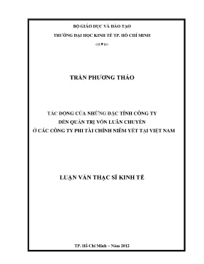 Luận văn tác động của những đặc tính công ty đến quản trị vốn luân chuyển ở các công ty phi tài chính niêm yết tại việt nam