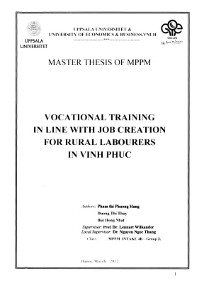 Luận văn thạc sĩ quản lý công vocational training in line with job creation for rural labourers in vinh phuc