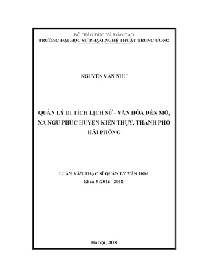 Luận văn thạc sĩ quản lý di tích lịch sử văn hóa đền mõ xã ngũ phúc huyện kiến thụy thành phố hải phòng