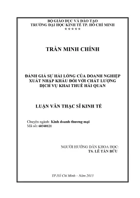 Luận văn đánh giá sự hài lòng của doanh nghiệp xuất nhập khẩu đối với chất lượng dịch vụ khai thuế hải quan