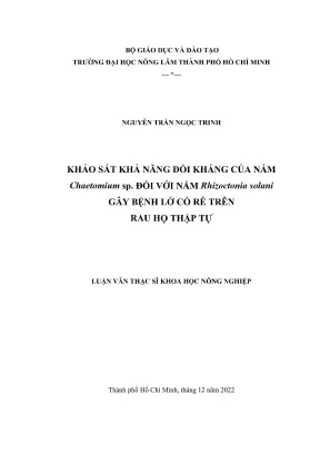 Luận văn thạc sĩ bảo vệ thực vật khảo sát khả năng đối kháng của nấm chaetomium sp đối với nấm rhizoctonia solani gây bệnh lở cổ rễ trên rau họ thập tự