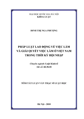 Pháp luật lao động về việc làm và giải quyết việc làm ở việt nam trong thời kỳ hội nhập