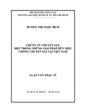 Luận văn chứng từ chuyển giá một trong những giải pháp hữu hiệu chống chuyển giá tại việt nam