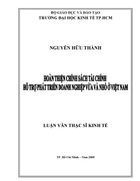 Luận văn hoàn thiện chính sách tài chính hỗ trợ phát triển doanh nghiệp vừa và nhỏ ở việt nam