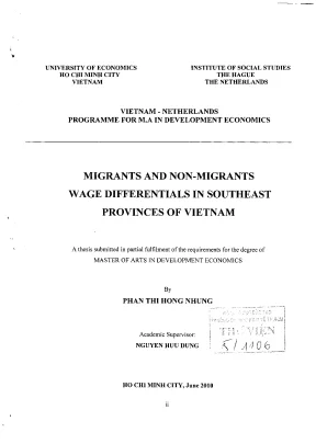 Luận văn migrants and non migrants wage differentials in southeast provinces of vietnam