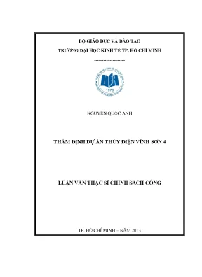 Luận văn thẩm định dự án thủy điện vĩnh sơn 4