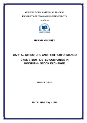 Luận văn capital structure and firm performance case study listed companies in hochiminh stock exchage