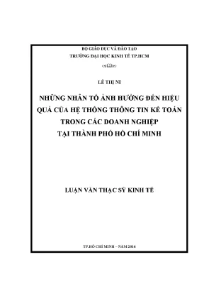 Luận văn những nhân tố ảnh hưởng đến hiệu quả của hệ thống thông tin kế toán trong các doanh nghiệp tại tp hcm