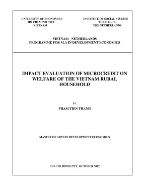 Luận văn impact evaluation of micro credit on welfare and poverty on the vietnam rural household