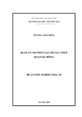 Luận văn quản lý nợ thuế tại chi cục thuế quận hà đông