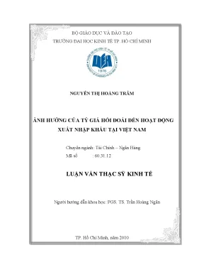 Luận văn ảnh hưởng của tỷ giá hối đoái đến hoạt động xuất khẩu tại việt nam luận văn thạc sĩ