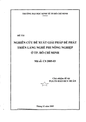 Luận văn nghiên cứu đề xuất giải pháp để phát triển làng nghề phi nông nghiệp ở tp hồ chí minh