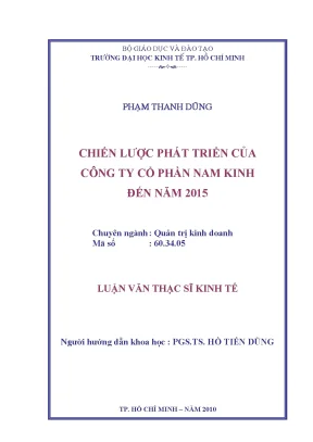 Luận văn chiến lược phát triển của công ty cổ phần nam kinh đến năm 2015