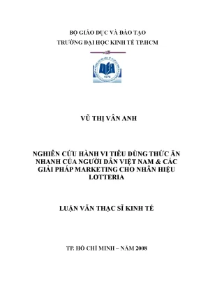 Luận văn nghiên cứu hành vi tiêu dùng thức ăn nhanh của người dân việt nam các giải pháp marketing cho nhãn hiệu lotteria