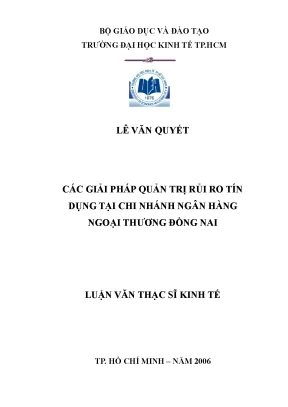 Luận văn các giải pháp quản trị rủi ro tín dụng tại chi nhánh ngân hàng ngoại thương đồng nai