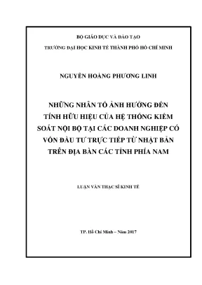 Luận văn những nhân tố ảnh hưởng đến tính hữu hiệu của hệ thống kiểm soát nội bộ tại các doanh nghiệp có vốn đầu tư trực tiếp từ nhật bản trên địa bàn các tỉnh phía nam
