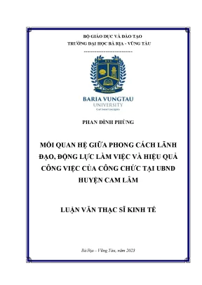 Luận văn mối quan hệ giữa phong cách lãnh đạo động lực làm việc và hiệu quả công việc của công chức tại ubnd huyện cam lâm
