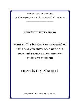 Luận văn nghiên cứu tác động của tham nhũng lên dòng vốn fdi tại các quốc gia đang phát triển thuộc khu vực châu á và châu phi