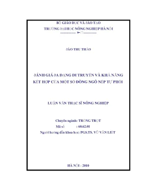Đánh giá đa dạng di truyền và khả năng kết hợp của một số dòng ngô nếp tự phối