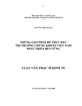 Luận văn những giải pháp để thúc đẩy thị trường chứng khoán việt nam phát triển bền vững