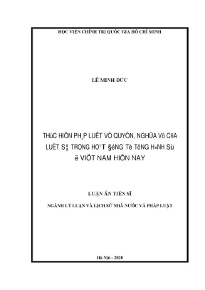 Thực hiện pháp luật về quyền nghĩa vụ của luật sư trong hoạt động tố tụng hình sự ở việt nam hiện nay