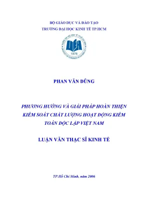 Luận văn phương hướng và giải pháp hoàn thiện kiểm soát chất lượng hoạt động kiểm toán độc lập ở việt nam
