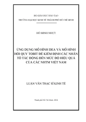 Luận văn ứng dụng mô hình dea và mô hình hồi quy tobit để kiểm định các nhân tố tác động đến mức độ hiệu quả của các ngân hàng thương mại việt nam